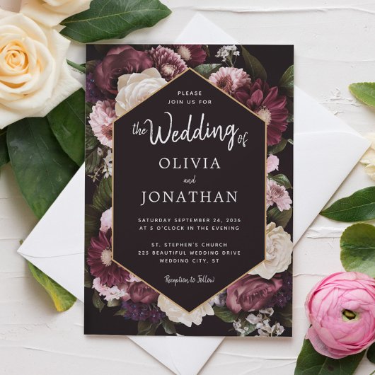 Donk Moody Floral Romantic Wedding Kaart