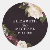 Donk Moody Floral Romantic Wedding Ronde Sticker (Voorkant)