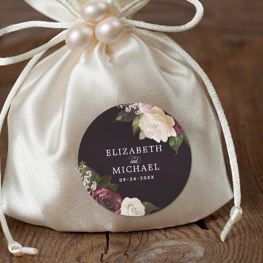 Donk Moody Floral Romantic Wedding Ronde Sticker