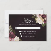 Donk Moody Floral Romantic Wedding RSVP Kaartje (Voorkant)