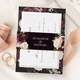 Donk Moody Floral Romantic Wedding Uitnodigingen Wikkel
