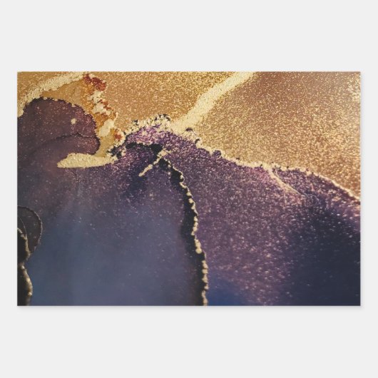 Donk Moody Gold Paars Abstract Inpakpapier Vel (Voorkant 3)