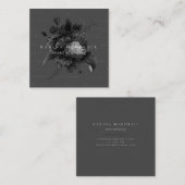 Donk Moody Gray Romantic Floral Vierkante Visitekaartje (Voorkant / Achterkant)