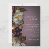 Donk Moody Mauve Floral Modern Wedding Invite Kaart (Voorkant)