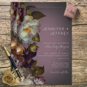 Donk Moody Mauve Floral Modern Wedding Invite Kaart