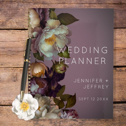 Donk Moody Mauve Floral Modern Wedding Invite Planner