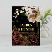 Donk Moody Neutral Magnolia Botanical Weddenschap  Folie Uitnodiging (Staand Voorkant)