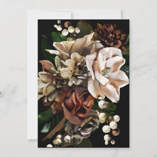 Donk Moody Neutral Magnolia Botanical Wedding Invi Kaart (Achterkant)