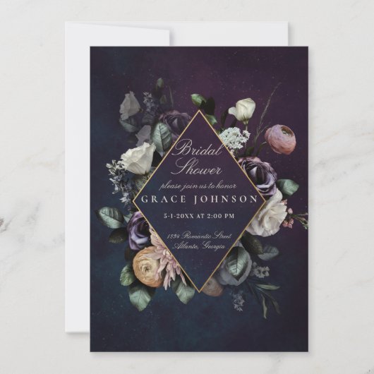 Donk Moody Night Floral Wedding Vrijgezellenfeest Kaart (Voorkant)