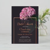 Donk Moody Pink Hydrangea Vrijgezellenfeest Roos G Folie Uitnodiging (Staand Voorkant)