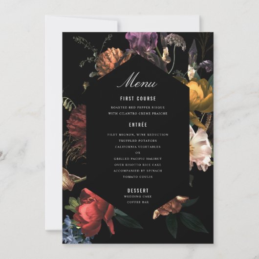 Donk Moody Romantic Floral Dutch Painterly Menu Kaart (Voorkant)