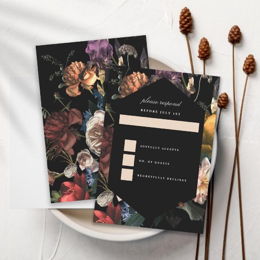 Donk Moody Romantic Floral Dutch Painterly RSVP Kaart