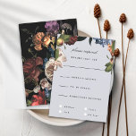 Donk Moody Romantic Floral Dutch Painterly RSVP Kaart<br><div class="desc">Donkere sierbloemen geïnspireerd door de nederlandse meesters op de achterkant. Pas de achtergrondkleur op de voor- en achterkant aan. Alle tekst kan worden bewerkt.</div>