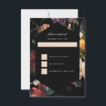 Donk Moody Romantic Floral Dutch Painterly RSVP Kaartje<br><div class="desc">Zwarte hexagonvorm als het lichaam boven donkere sierbloemen,  geïnspireerd door de nederlandse meesters op de achterkant. Pas de achtergrondkleur op de voor- en achterkant aan. Alle tekst kan worden bewerkt.</div>