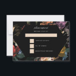Donk Moody Romantic Floral Dutch Painterly RSVP Kaartje<br><div class="desc">Zwarte hexagonvorm als het lichaam boven donkere sierbloemen,  geïnspireerd door de nederlandse meesters op de achterkant. Pas de achtergrondkleur op de voor- en achterkant aan. Alle tekst kan worden bewerkt.</div>