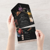Donk Moody Romantic Floral Dutch Painterly Wedding All In One Uitnodiging (Afscheurbaar)