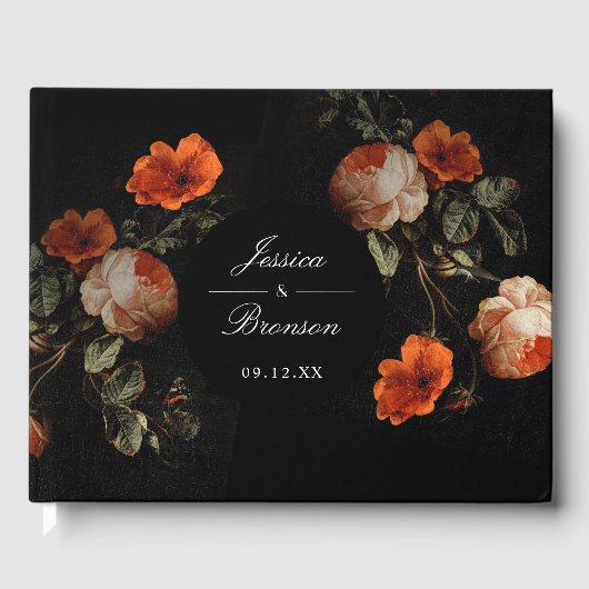 Donk Moody Romantic Floral Dutch Painterly Wedding Gastenboek (Voorkant)