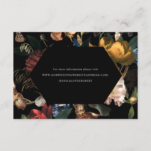 Donk Moody Romantic Floral Dutch Painterly Wedding Informatiekaartje (Achterkant)