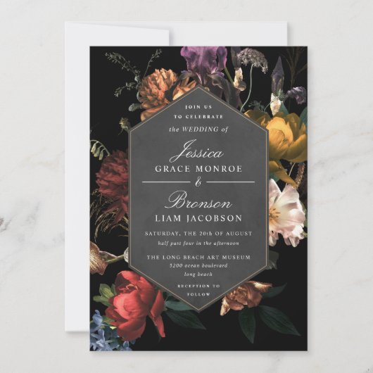 Donk Moody Romantic Floral Dutch Painterly Wedding Kaart (Voorkant)