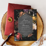 Donk Moody Romantic Floral Dutch Painterly Wedding Kaart<br><div class="desc">Donkere sierbloemen geïnspireerd door de nederlandse meesters. Pas de diamantkleur en achtergrondkleur op de voor- en achterkant aan. Alle tekst kan worden bewerkt.</div>