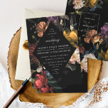 Donk Moody Romantic Floral Dutch Painterly Wedding Kaart<br><div class="desc">Donkere sierbloemen geïnspireerd door de nederlandse meesters. Pas de diamantkleur en achtergrondkleur op de voor- en achterkant aan. Alle tekst kan worden bewerkt. Aangepast verzoek voor een bruid met backer.</div>