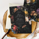 Donk Moody Romantic Floral Dutch Painterly Wedding Kaart<br><div class="desc">Donkere sierbloemen geïnspireerd door de nederlandse meesters. Pas de diamantkleur en achtergrondkleur op de voor- en achterkant aan. Alle tekst kan worden bewerkt. Aangepast verzoek voor een bruid met backer.</div>