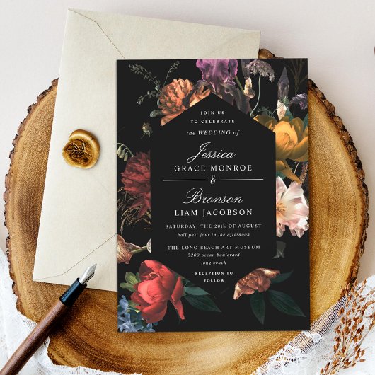 Donk Moody Romantic Floral Dutch Painterly Wedding Kaart