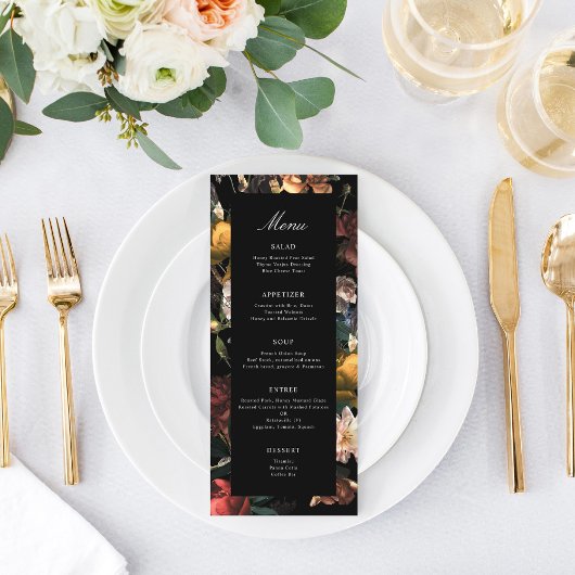Donk Moody Romantic Floral Dutch Painterly Wedding Menu