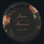 Donk Moody Romantic Floral Dutch Painterly Wedding Papieren Bordje<br><div class="desc">Perfect voor verlovingsfeest of repetitie diner. Pas de tekst aan en verplaats of schaal de cirkel en bloemstukken naar wens. Cirkelvorm en kleur kunnen worden bewerkt.</div>