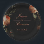 Donk Moody Romantic Floral Dutch Painterly Wedding Papieren Bordje<br><div class="desc">Perfect voor verlovingsfeest of repetitie diner. Pas de tekst aan en verplaats of schaal de cirkel en bloemstukken naar wens. Cirkelvorm en kleur kunnen worden bewerkt.</div>