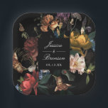 Donk Moody Romantic Floral Dutch Painterly Wedding Papieren Bordje<br><div class="desc">Pas de tekst aan en beweeg of schaal de vorm en de floralen zoals gewenst. Vorm en achtergrondkleur kunnen worden bewerkt.</div>