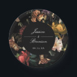 Donk Moody Romantic Floral Dutch Painterly Wedding Papieren Bordje<br><div class="desc">Pas de tekst aan en beweeg of schaal de cirkel en de floralen zoals gewenst. De cirkel en de achtergrondkleur zijn editable.</div>