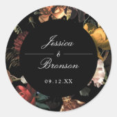 Donk Moody Romantic Floral Dutch Painterly Wedding Ronde Sticker (Voorkant)