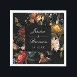 Donk Moody Romantic Floral Dutch Painterly Wedding Servet<br><div class="desc">Pas de tekst aan en beweeg of schaal de vorm en de floralen zoals gewenst. Vorm en achtergrondkleur kunnen worden bewerkt.</div>