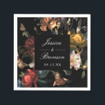 Donk Moody Romantic Floral Dutch Painterly Wedding Servet<br><div class="desc">Pas de tekst aan en beweeg of schaal de vorm en de floralen zoals gewenst. Vorm en achtergrondkleur kunnen worden bewerkt.</div>