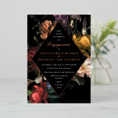 Donk Moody Romantic Floral Engagement Party Folie Uitnodiging (Staand Voorkant)