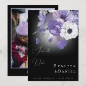 Donk Moody Romantic Lila Lavender Floral Wedding Kaart (Voorkant / Achterkant)