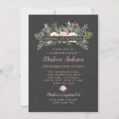 Donk Moody Roos Pink Floral Boho Bridal Luncheon Kaart (Voorkant)