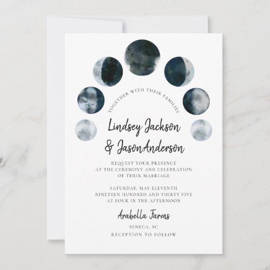 Donk Moon Celestial Bohemian Rustic Wedding Kaart (Voorkant)