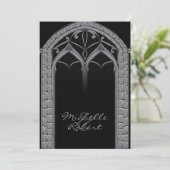 Donk Offbeat Gothic Threadding Invitation Kaart (Staand voorkant)