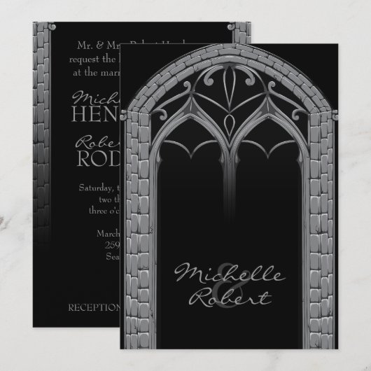 Donk Offbeat Gothic Threadding Invitation Kaart (Voorkant / Achterkant)