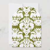 Donk Olive Damask Vintage Wedding Invitation Kaart (Achterkant)