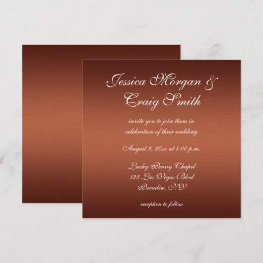 Donk Ombre penseded Copper Wedding Kaart (Voorkant / Achterkant)