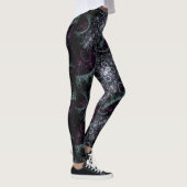 Donk Paars Groene Boho Spiral Floral Fractal Leggings (Rechts)