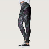 Donk Paars Groene Boho Spiral Floral Fractal Leggings (Links)