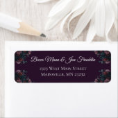 Donk Paarse Floral Elegant Wedding Maroon Mauve Etiket (Insitu)
