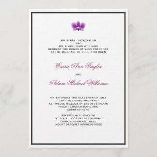 Donk Paarse Orchid Invitation Kaart