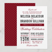 Donk Red Modern Typography Wedding Invitation Kaart (Voorkant / Achterkant)