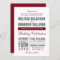 Donk Red Modern Typography Wedding Invitation