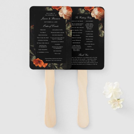 Donk Romantic Floral Rozen Nederlandse bruiloft Handwaaier (Voorkant en achterkant)